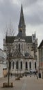 France, Nantes. Basilica of St. Nicholas on a cloudy day.