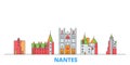 France, Nantes line cityscape, flat vector. Travel city landmark, oultine illustration, line world icons