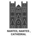 France, Nantes, Nantes , Cathedral travel landmark vector illustration