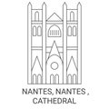 France, Nantes, Nantes , Cathedral travel landmark vector illustration
