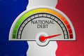 France national debt measuring device with arrow and scale