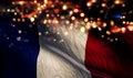 France National Flag Light Night Bokeh Abstract Background