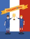 France national soccer players holding trophy cup