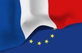 France national waving flag on european union background Royalty Free Stock Photo