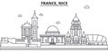 France, Nice architecture line skyline illustration. Linear vector cityscape with famous landmarks, city sights, design