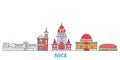 France, Nice line cityscape, flat vector. Travel city landmark, oultine illustration, line world icons