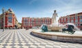 France, Nice, Fountain of the Sun, Place Massena in center of Nice, Plassa Carlou Aubert, tourism, sunny day, blue sky Royalty Free Stock Photo