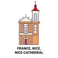 France, Nice, Nice Cathedral travel landmark vector illustration