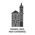 France, Nice, Nice Cathedral travel landmark vector illustration