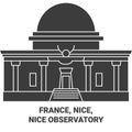 France, Nice, Nice Observatory travel landmark vector illustration