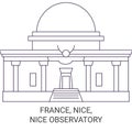 France, Nice, Nice Observatory travel landmark vector illustration Royalty Free Stock Photo