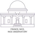 France, Nice, Nice Observatory travel landmark vector illustration