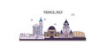 France, Nice tourism landmarks, vector city travel illustration