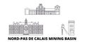 France, Nord Pas De Calais Mining Basin line travel skyline set. France, Nord Pas De Calais Mining Basin outline city