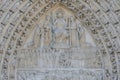 France, Notre Dame de Paris, FaÃ§ade, The Portal of the Last Judgment Royalty Free Stock Photo