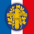 France, official coat of arms on the flag, EU