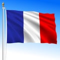 France, official waving flag on the white background, European Union Royalty Free Stock Photo