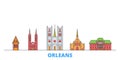 France, Orleans line cityscape, flat vector. Travel city landmark, oultine illustration, line world icons