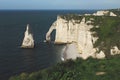 France- Panorama of the Famous Natural Arch at the Cliffs of Etretat Royalty Free Stock Photo