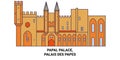 France, Papal Palace, Palais Des Papes travel landmark vector illustration