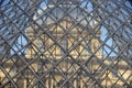 FRANCE, Paris 15 April 2015: Part of glass pyramid entrance to Louvre in Paris, France