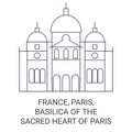 France, Paris, Basilica Of The Sacred Heart Of Paris travel landmark vector illustration