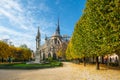 France. Paris. Cathedral of Notre Dame de Paris sunny autumn aft Royalty Free Stock Photo