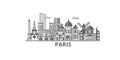 France, Paris City city skyline isolated vector illustration, icons Royalty Free Stock Photo