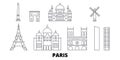 France, Paris City line travel skyline set. France, Paris City outline city vector illustration, symbol, travel sights Royalty Free Stock Photo