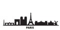 France, Paris city skyline isolated vector illustration. France, Paris travel black cityscape Royalty Free Stock Photo