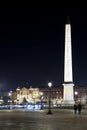 France. Paris. Egyptian column on Place de Concorde. Night