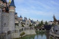 Side view of the battlements of Sleeping Beauty Castle in Disneyland, Paris Royalty Free Stock Photo