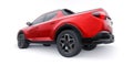 France Paris February 27, 2022. Hyundai Santa Cruz 2022. Ultra-modern compact city pickup truck. 3d illustration