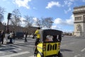 Internal transportation bicycle in tourism in paris near the victory monument in center of city