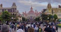 France, Paris, 20 June 2023: Crowd of people in Disneyland. Disneyland amusement park complex in Paris. Crowd of people