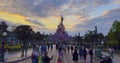 France, Paris, 20 June 2023: Crowd of people in Disneyland. Disneyland amusement park complex in Paris. Crowd of people