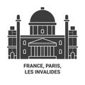 France, Paris, Les Invalides travel landmark vector illustration Royalty Free Stock Photo
