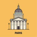 France, Paris, Pantheon, vector travel illustration, flat icon