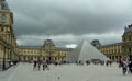 France, Paris, Place du Carrousel, view of the the Louvre Palace and the Louvre Pyramid