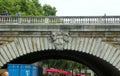 France, Paris, Pont Notre Dame, emblem on bridge construction