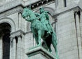 France, Paris, Rue du Chevalier de la Barre, Basilica of the Sacred Heart (Sacre-Coeur), statue of the Saint Joan of Arc Royalty Free Stock Photo