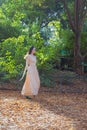 Elysian fields, young woman in a beautiful dress