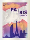 France Paris Skyline City Gradient Vector Poster