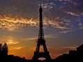 France, Paris, Tour Eiffel Tower Silhouette Sunset Royalty Free Stock Photo