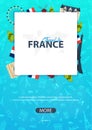 France and Paris travel banner. With flat and doodle elements. Doodles background. Vector illustration. Royalty Free Stock Photo