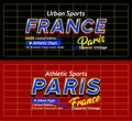 France Paris urban modern sports typeface superior vintage, for print on t shirts etc.