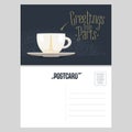 France, Paris vector postcard design with cup of coffee Royalty Free Stock Photo