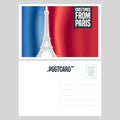 France, Paris vector postcard design with Eiffel tower Royalty Free Stock Photo