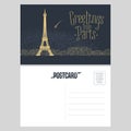 France, Paris vector postcard design with Eiffel tower Royalty Free Stock Photo