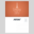 France, Paris vector postcard design with Eiffel tower Royalty Free Stock Photo